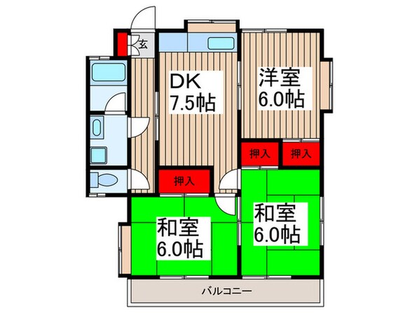 チェリーハイツＦ棟の物件間取画像